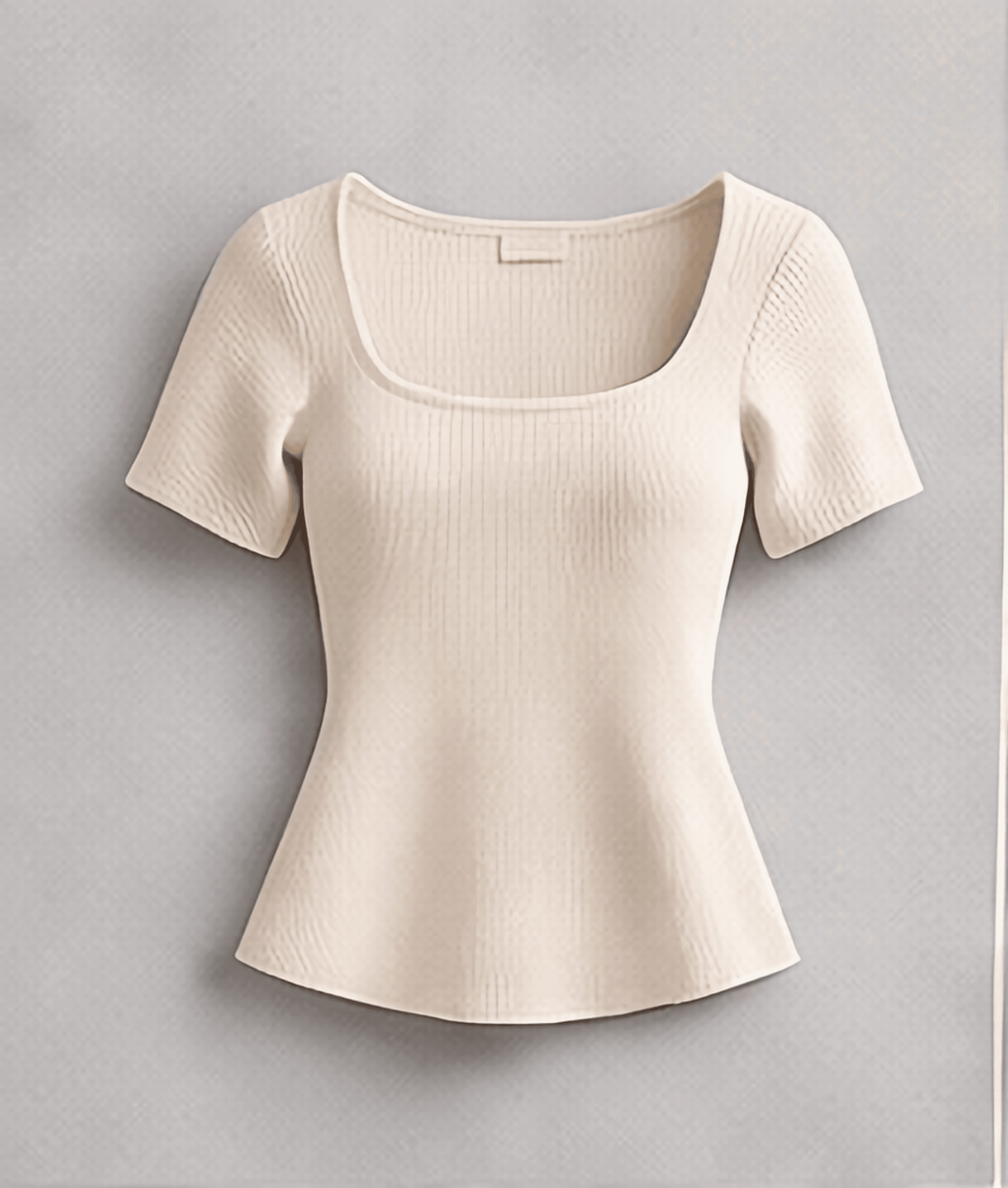 スクエアネックリブトップス（アイボリー）