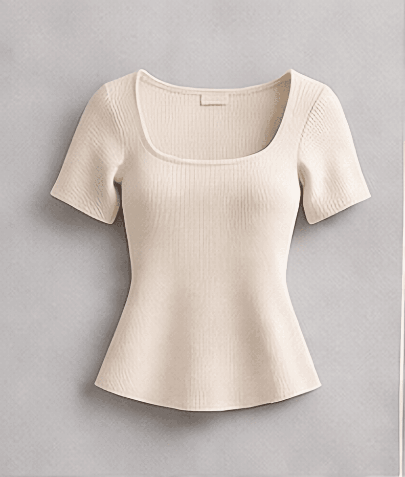 スクエアネックリブトップス（アイボリー）